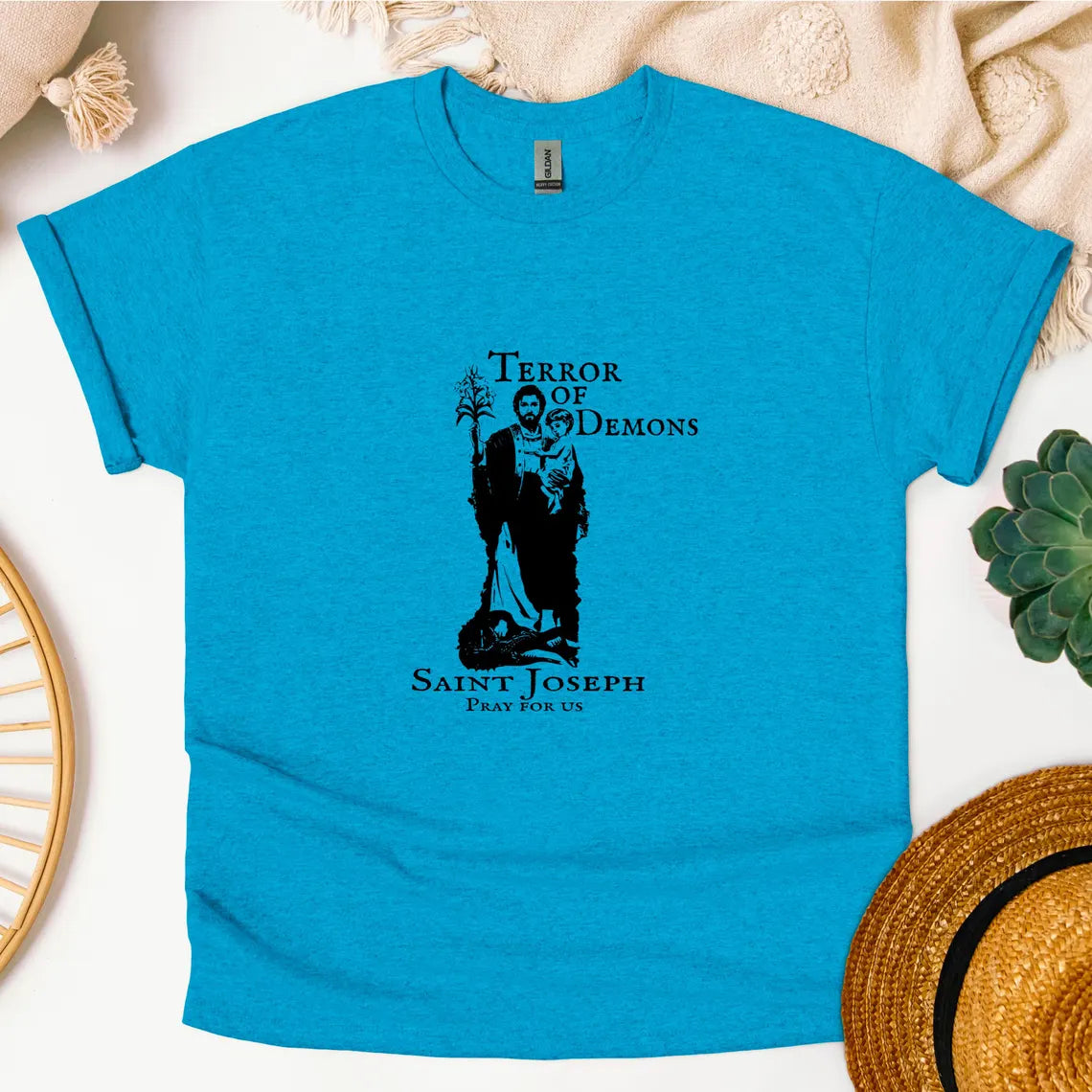 Saint Joseph Terror of demons COMBO (Rosary+Shirt)